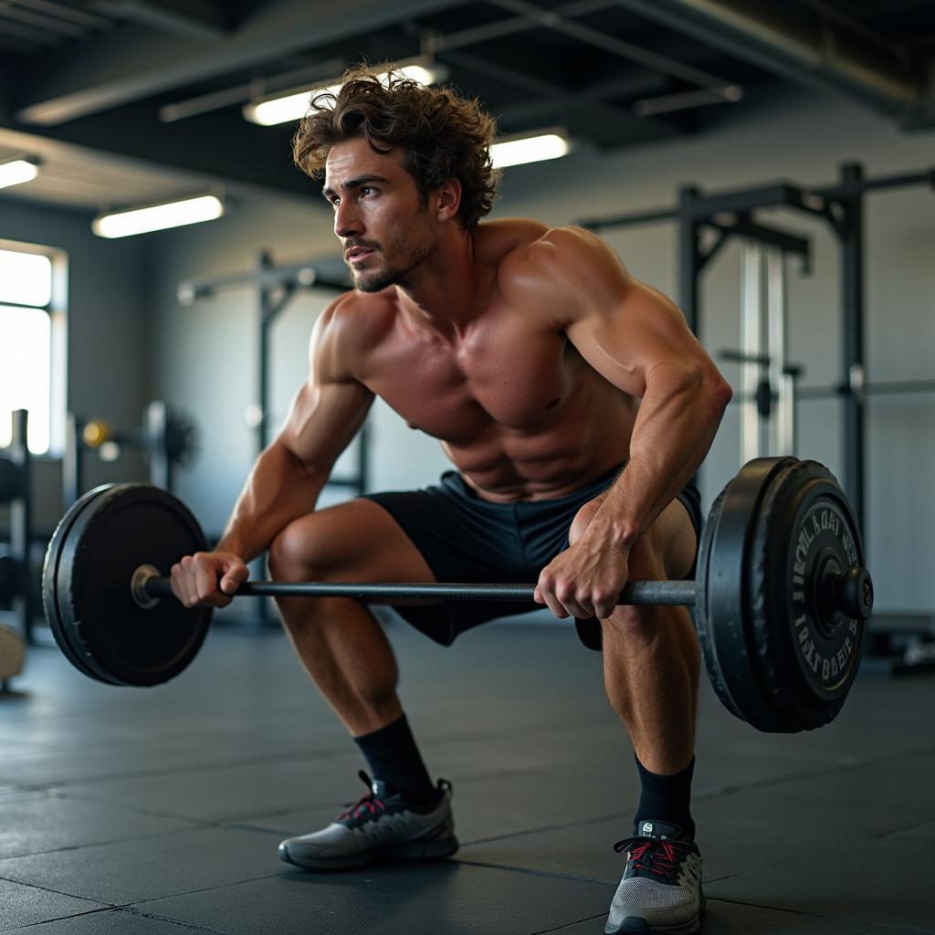 Professional athlete during intense training session