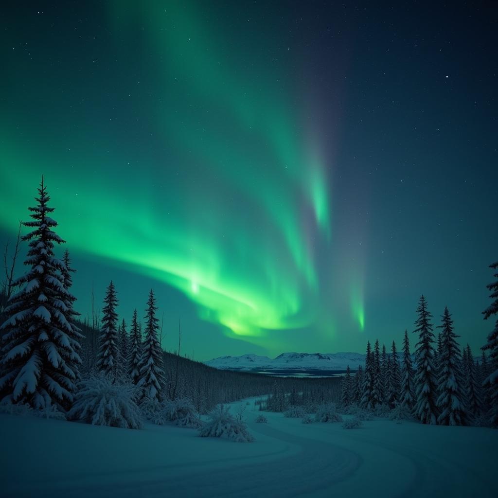Northern Lights Dancing Above Norwegian Landscape