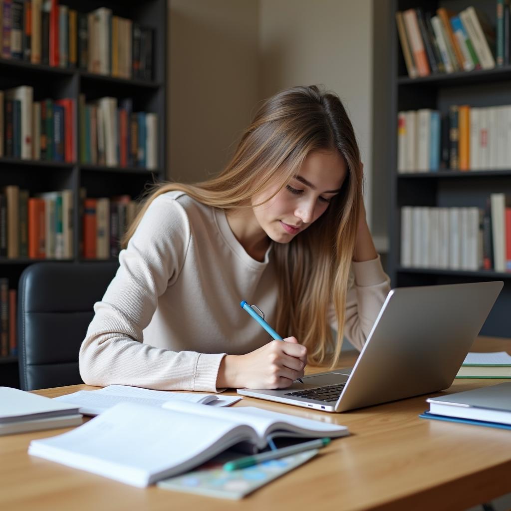 Student practicing IELTS Writing Task 2 essay on automated saving systems