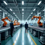 Automation's Impact on Global Workforce in Modern Factory Setting
