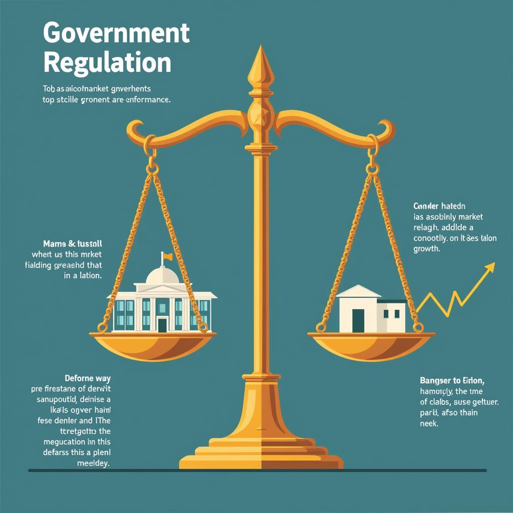 Balanced approach to market regulation showing government oversight and market freedom