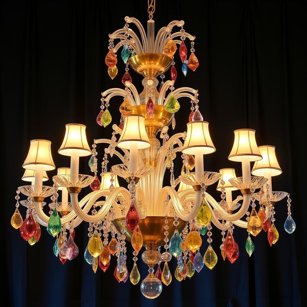 Intricate Murano glass chandelier displaying craftsmanship and artistic beauty