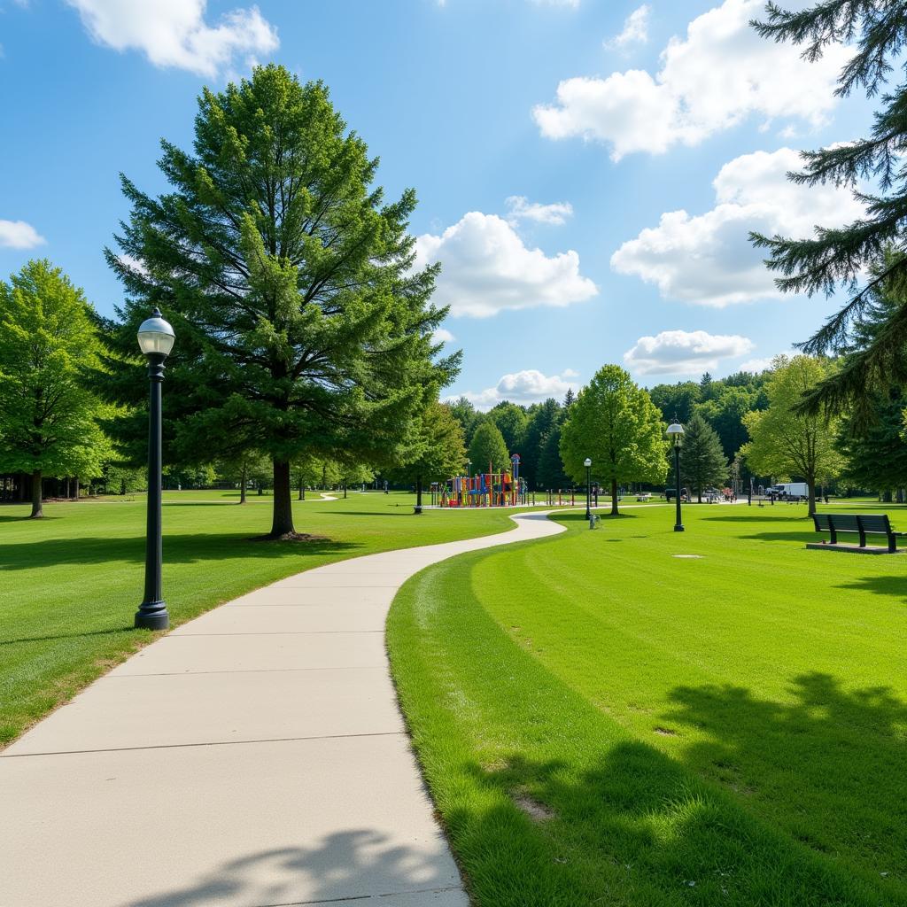 Person describing favorite local park during IELTS speaking test