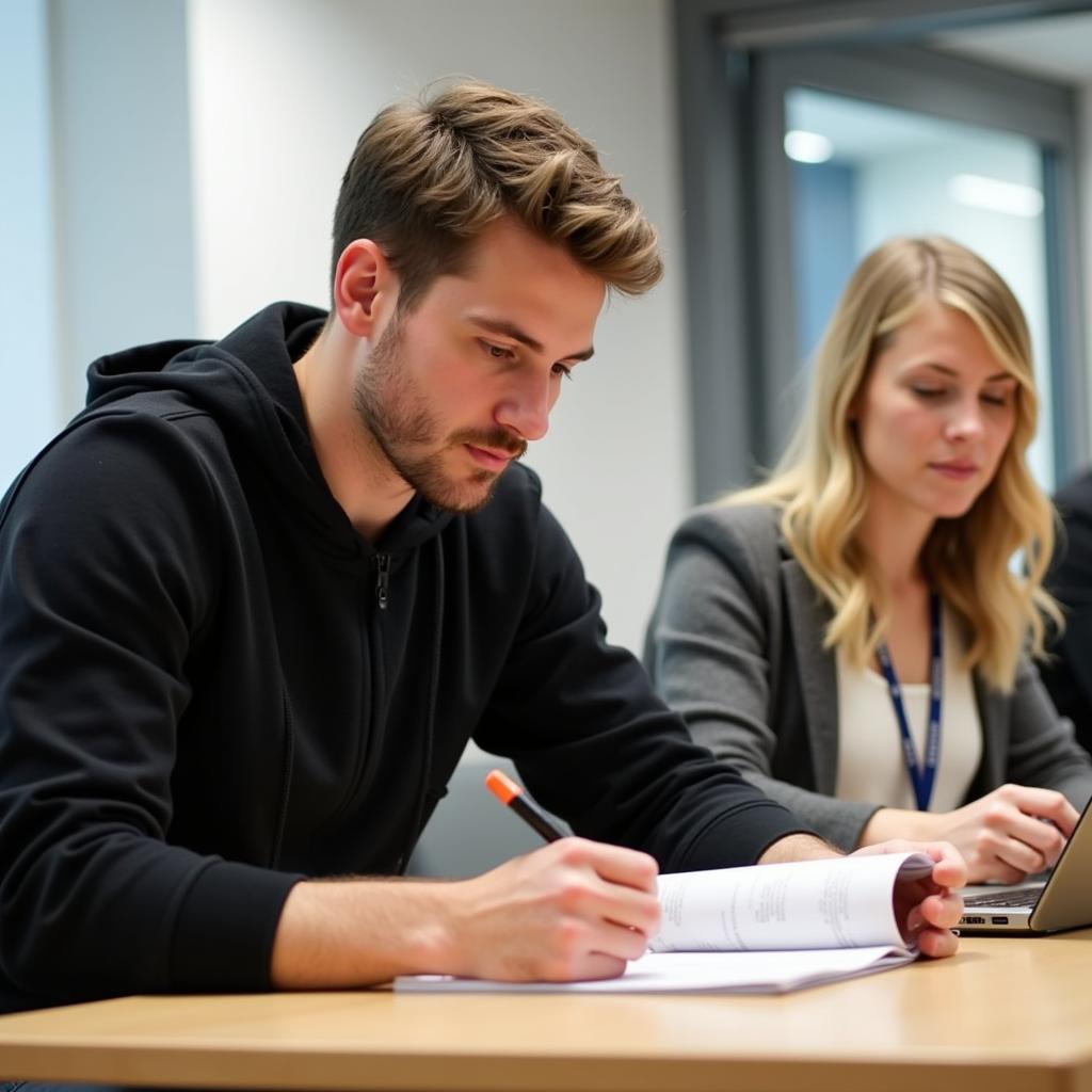 IELTS candidate preparing response during cue card preparation time