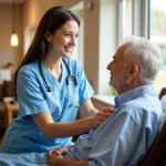 IELTS candidate describing experience of caring for elderly