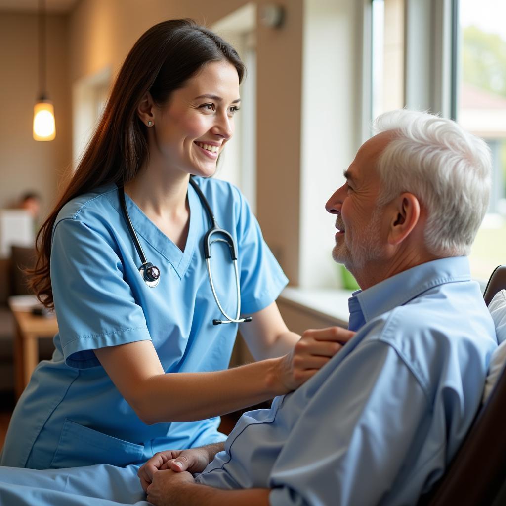 IELTS candidate describing experience of caring for elderly