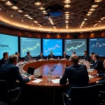Central bank officials discussing monetary policy implementation