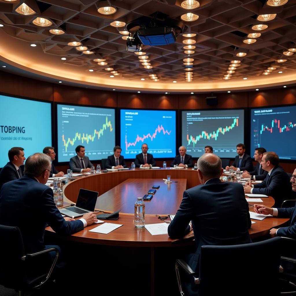Central bank officials discussing monetary policy implementation