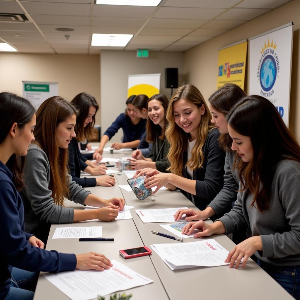 University students organizing charity fundraising event