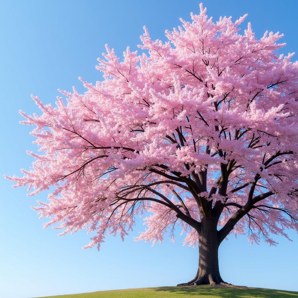 Beautiful cherry blossom tree in full bloom during spring