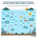 Climate change and ocean pollution impacts comparison chart