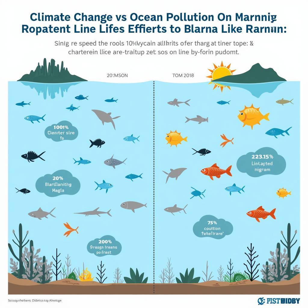 Climate change and ocean pollution impacts comparison chart