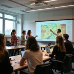 Public awareness campaigns showing people learning about climate change