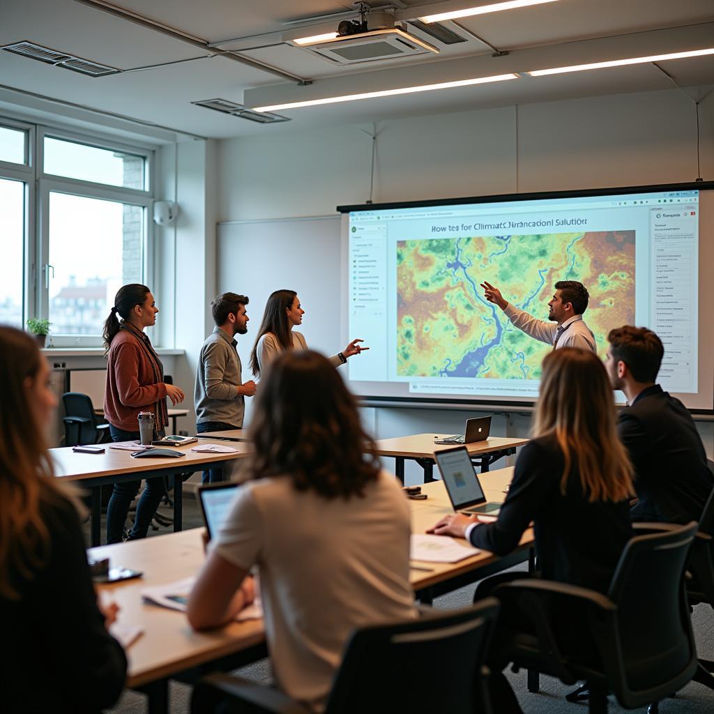 Public awareness campaigns showing people learning about climate change