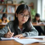 IELTS candidate preparing for speaking competition