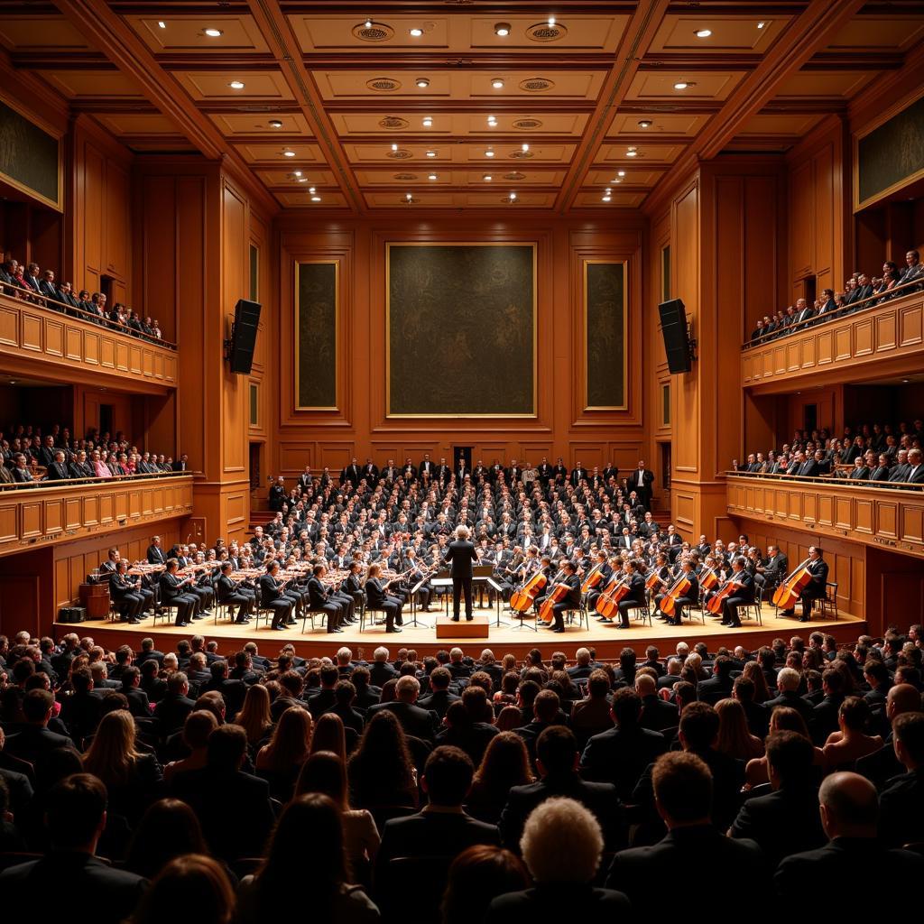 Classical music concert audience enjoying live performance