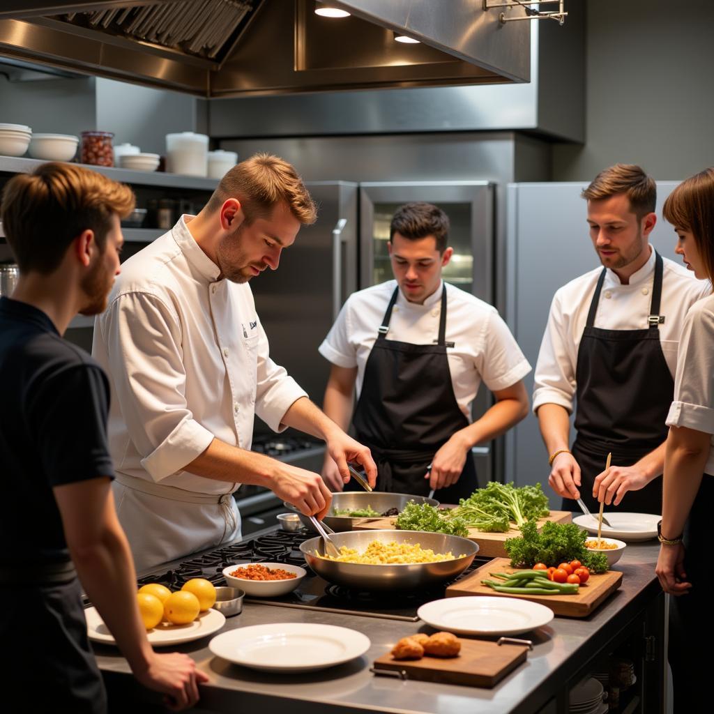 Professional cooking demonstration and learning process
