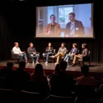 Filmmakers and audiences engaging in cross-cultural dialogue at film festival