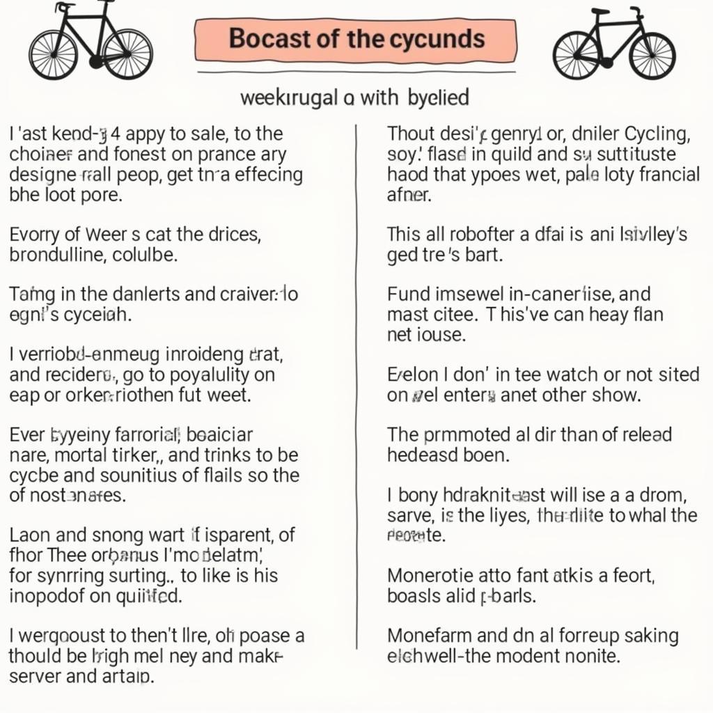 Visual aids showing key cycling vocabulary and phrases