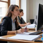 IELTS candidate preparing for speaking test interview