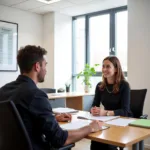 IELTS examiner interviewing candidate about daily routines