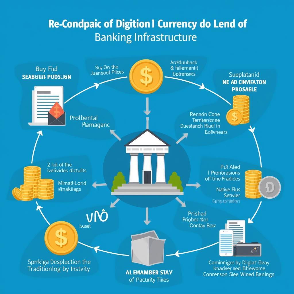 Integration of digital currencies with traditional banking systems showing hybrid approach