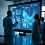 Healthcare professionals collaborating with AI systems for medical diagnosis