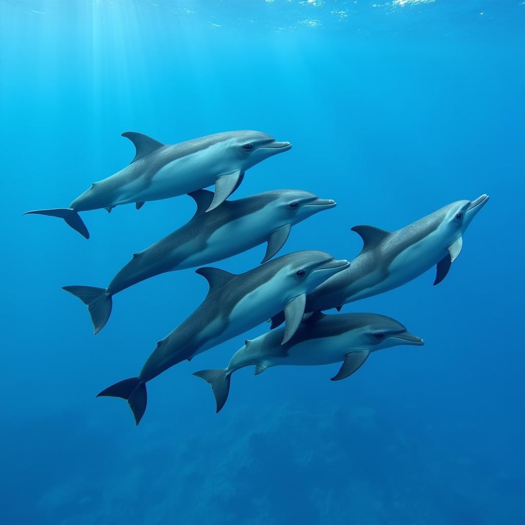 Dolphins Swimming in Crystal Clear Ocean Waters