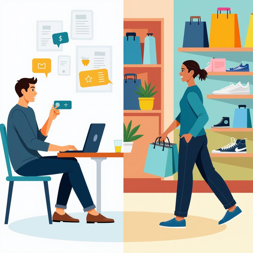Comparison between online shopping and traditional retail store experience