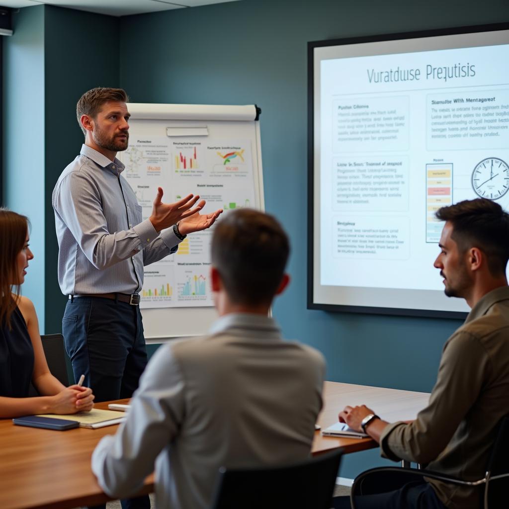 Professional explaining complex concepts effectively