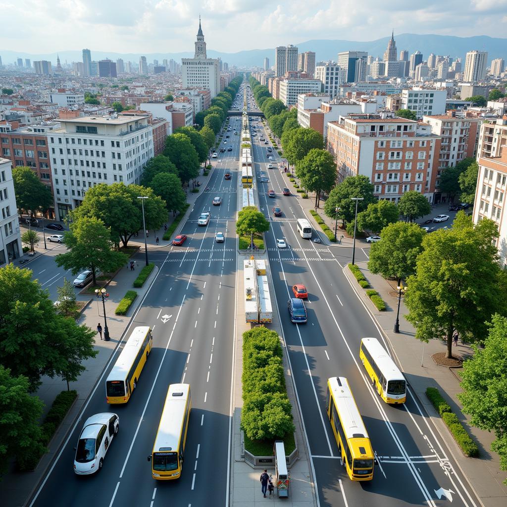 Modern public transportation system reducing urban congestion
