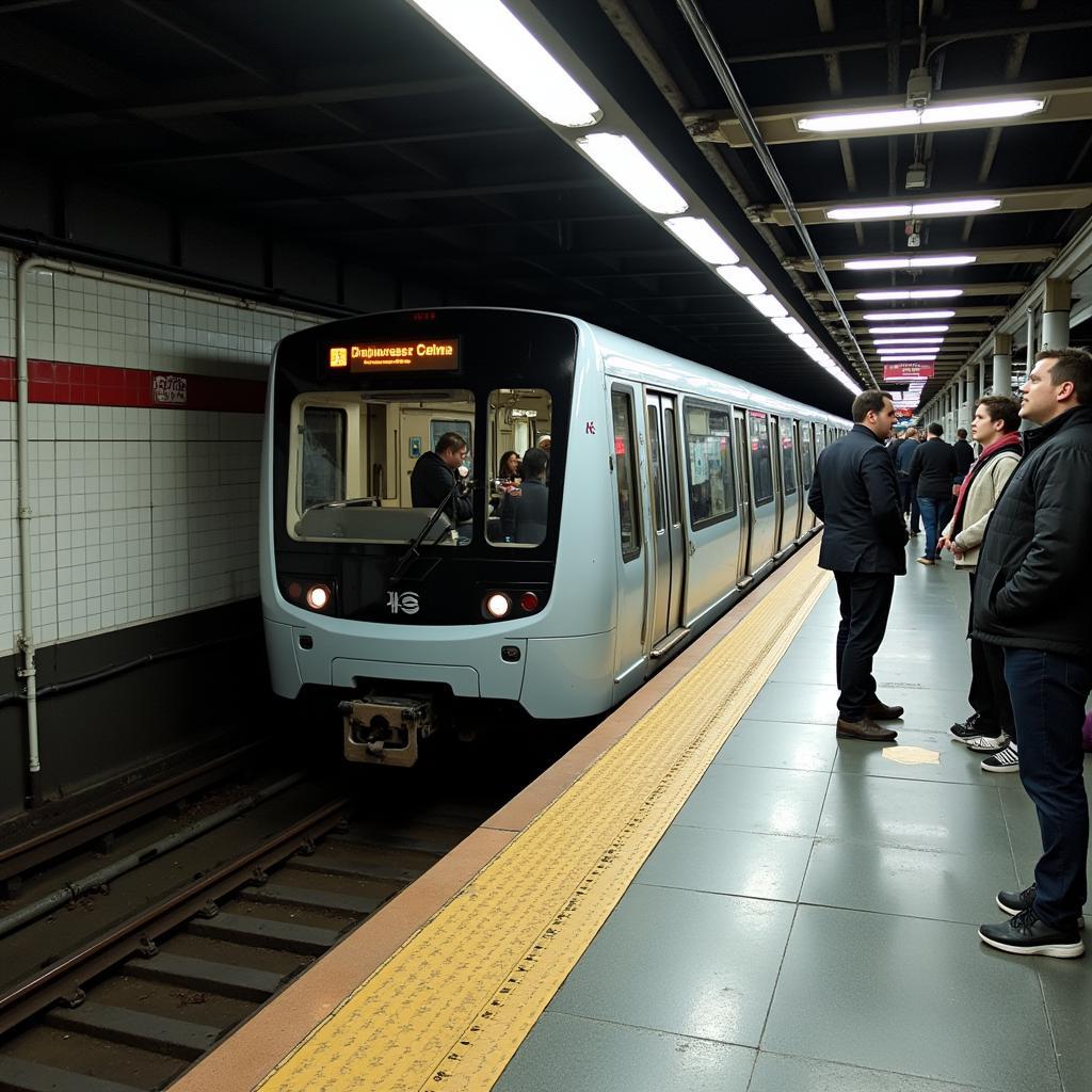 Modern public transportation system reducing urban traffic congestion