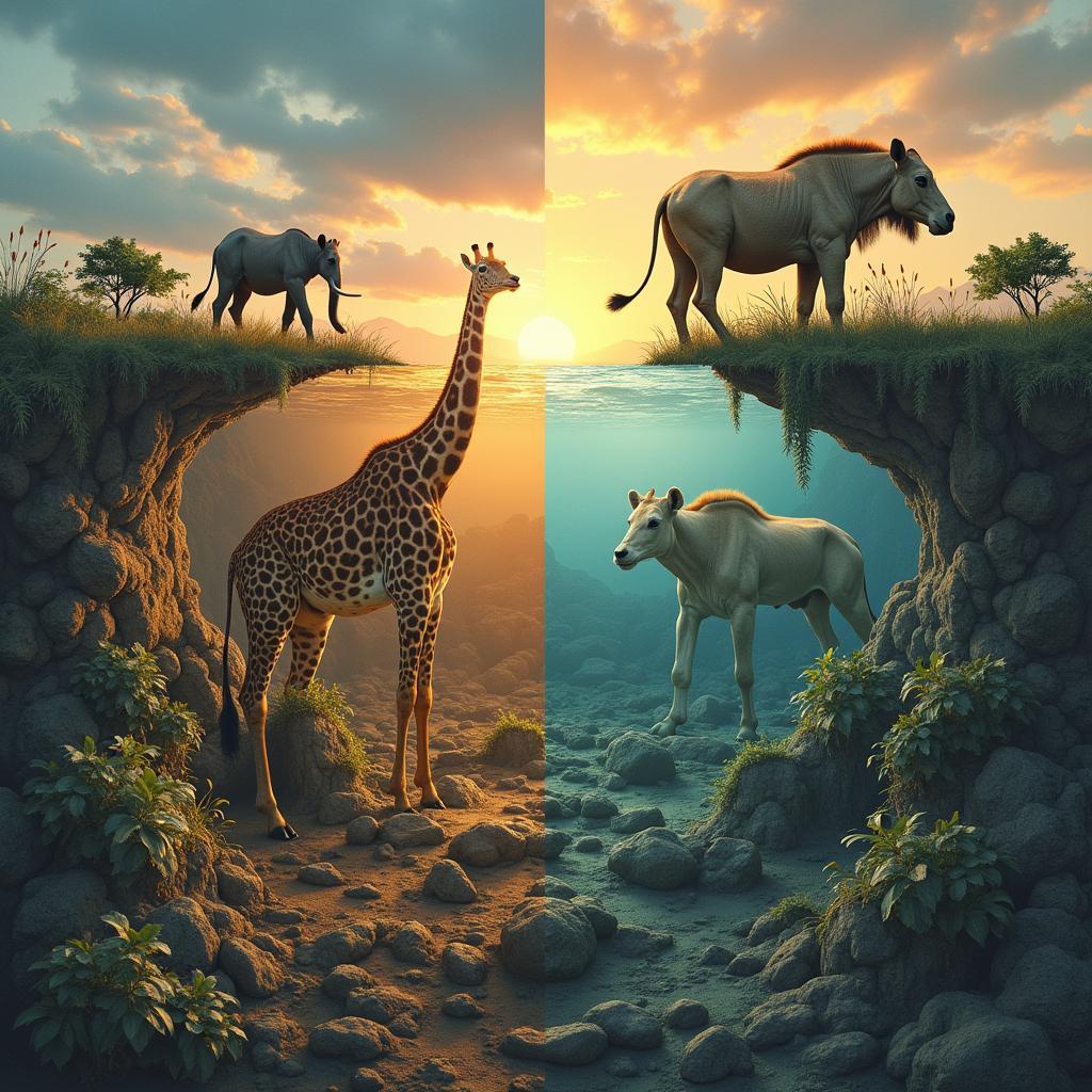 Two contrasting viewpoints on endangered species conservation depicted through visual metaphor