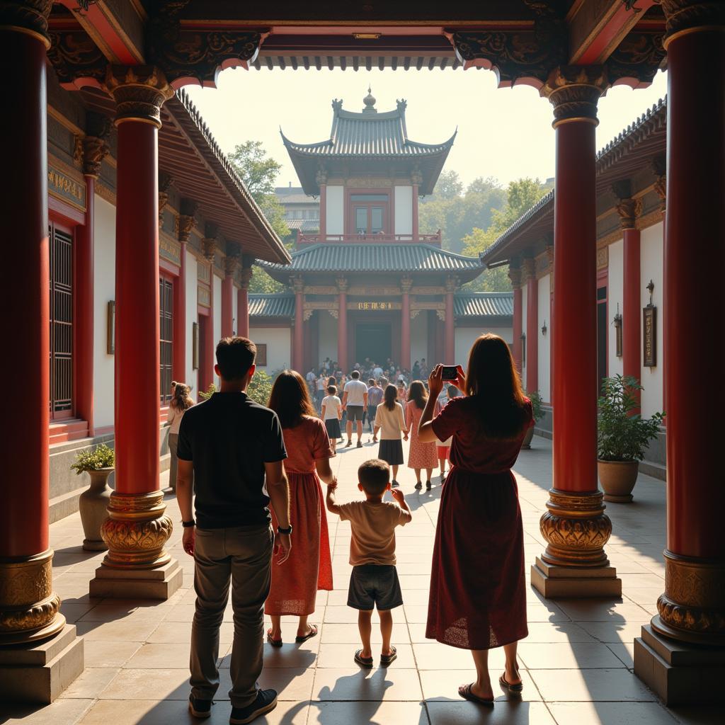 Family experiencing local culture and traditions