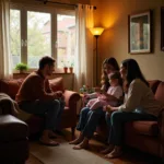 Family members providing emotional support during mental health recovery