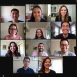 Family members connecting through video call across continents