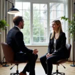 IELTS examiner interviewing candidate about favorite places
