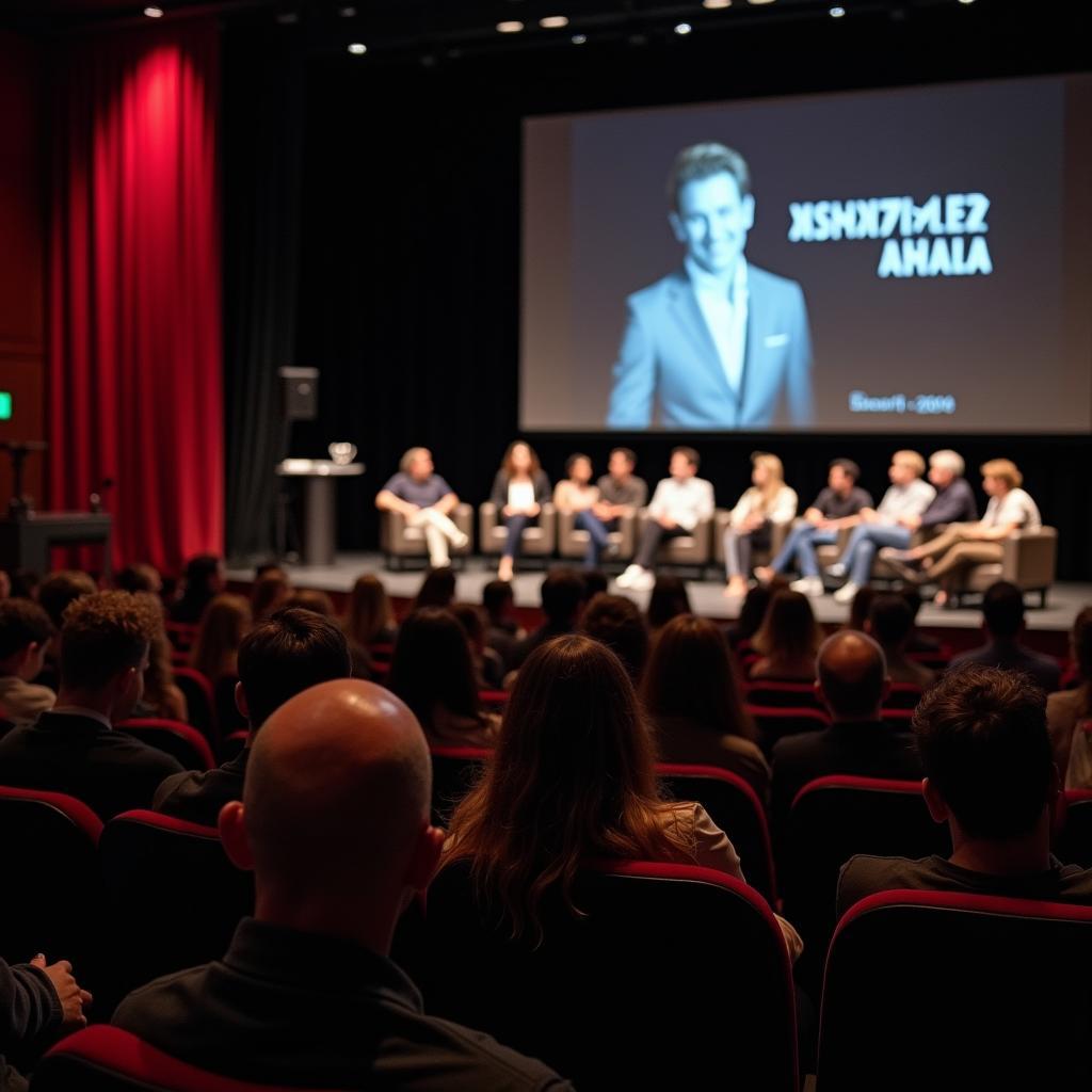 Audience members engaging with filmmakers during a film festival Q&A session