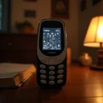 Vintage Nokia 3310 showing classic Snake game