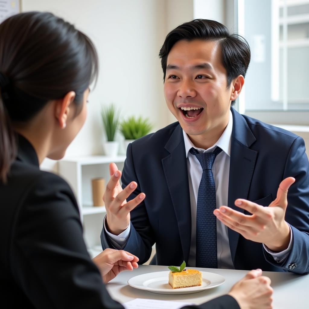 Candidate discussing food preferences in IELTS Speaking Test