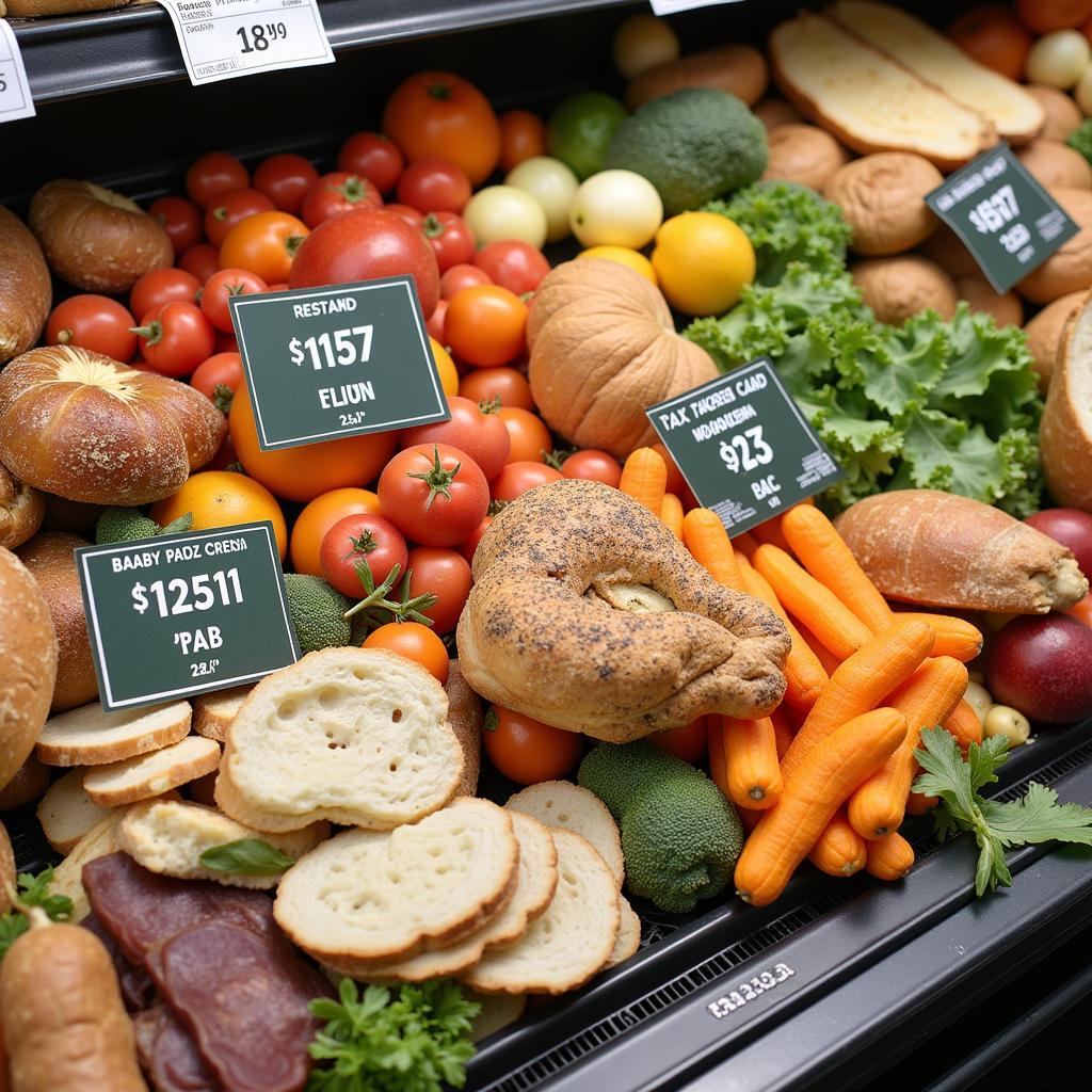 Supermarket and restaurant food waste illustrating taxation concept