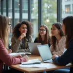 University students debating about free education policies