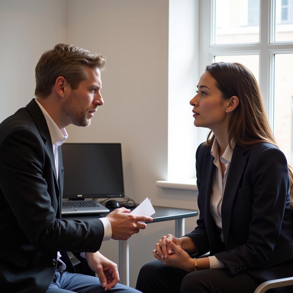 IELTS examiner interviewing candidate about friend hobby
