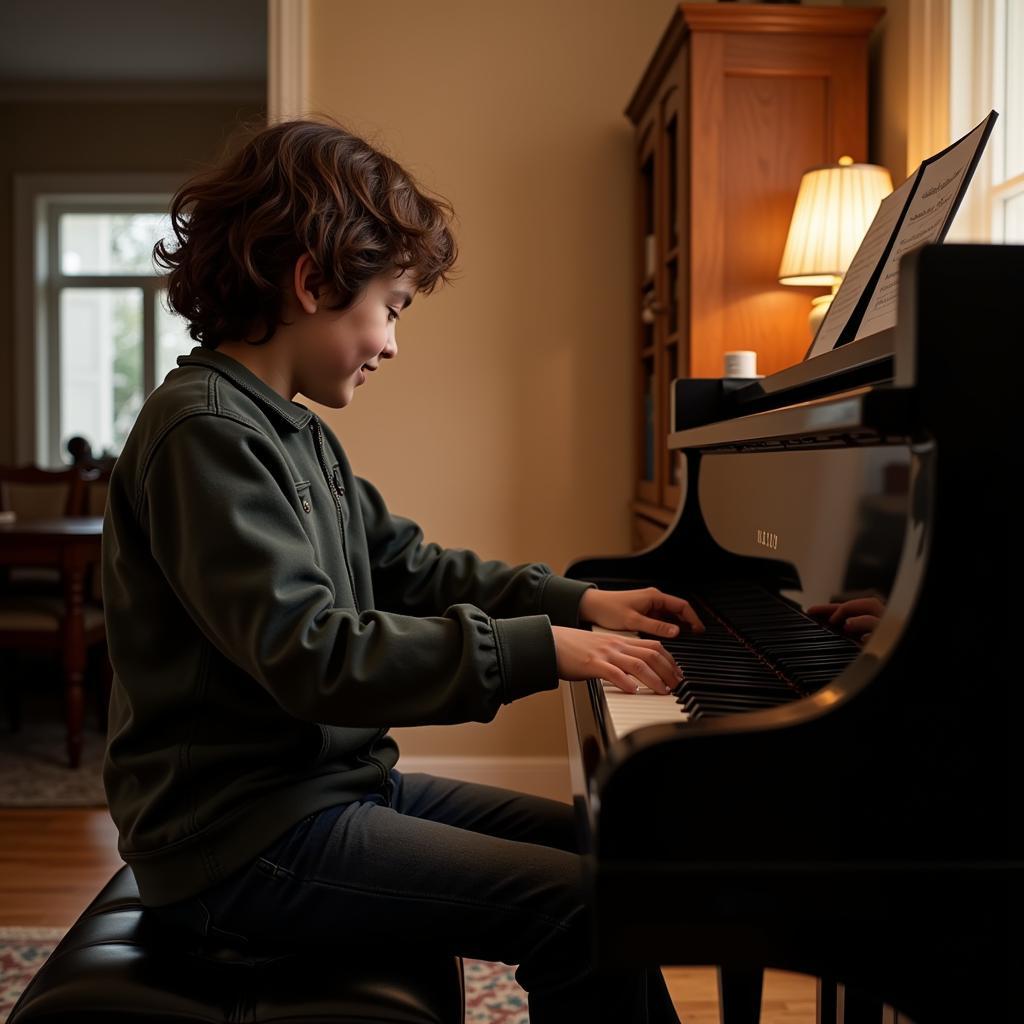 Friend Demonstrating Musical Excellence on Piano