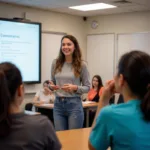 Student defending friend during group presentation