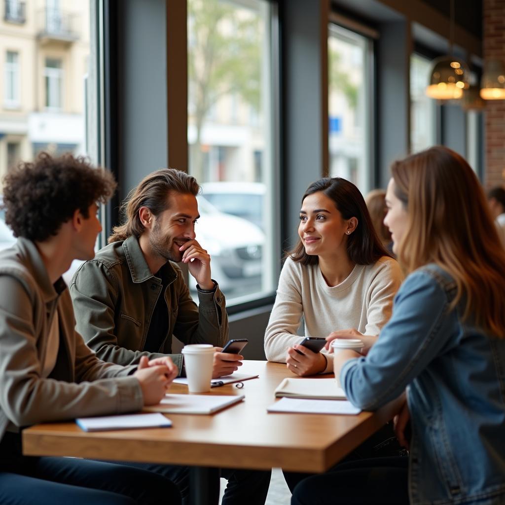 Friends having meaningful conversation at cafe