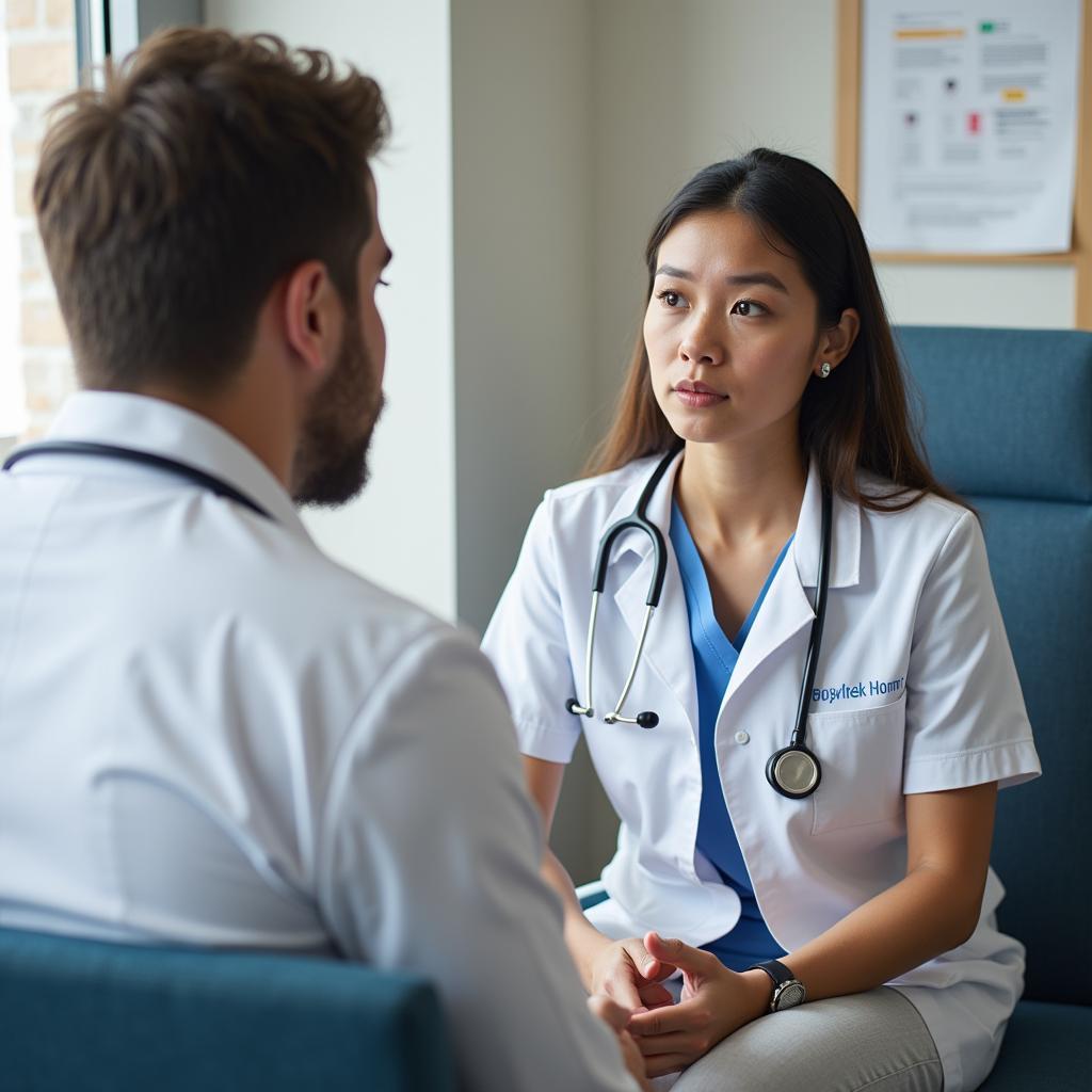 Medical professional discussing genetic test results with patient