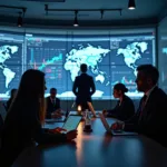 International investors analyzing global market trends and data