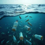 Global plastic pollution crisis showing plastic waste in ocean