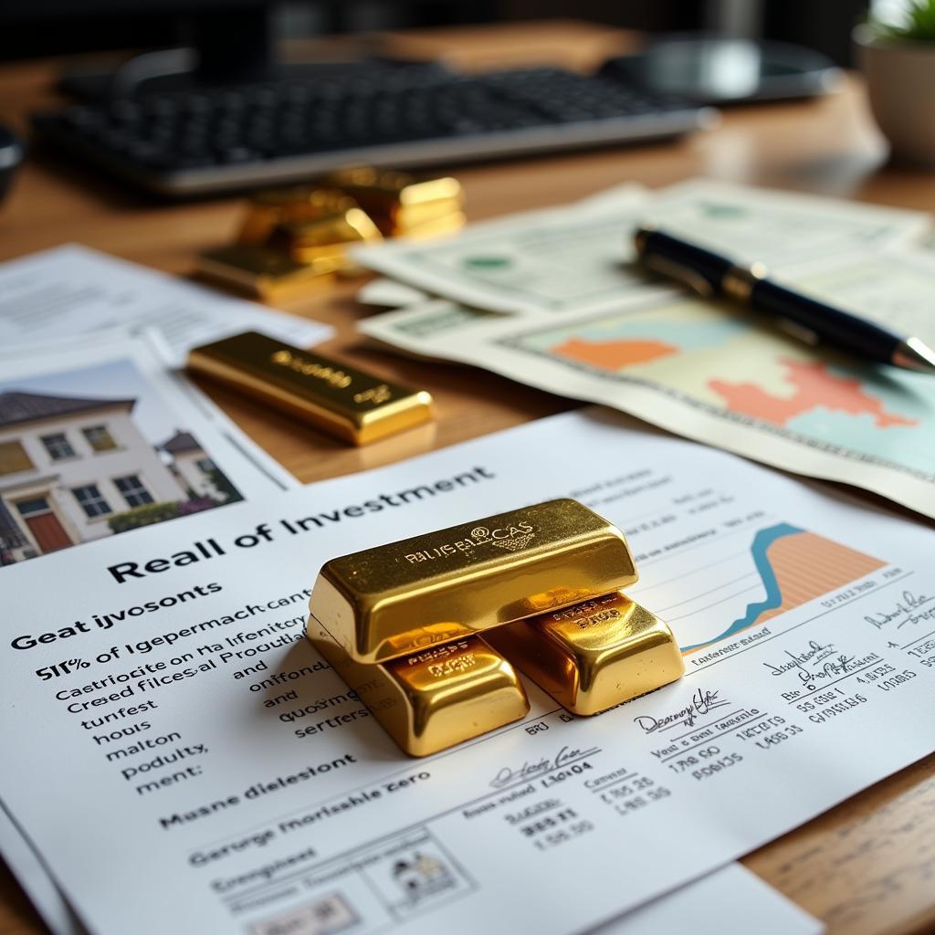 Diversified investment portfolio including gold bars and other assets